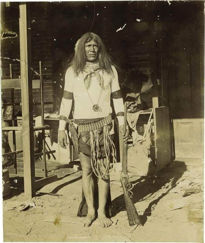 Apache Indian with Evans Repeating Rifle, circa 1880