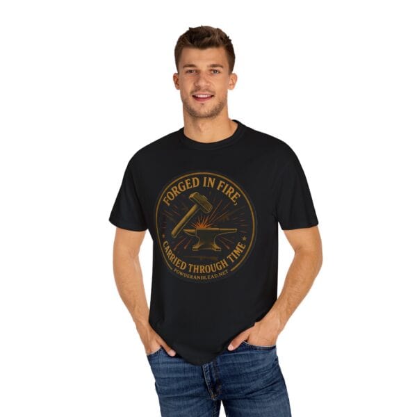 Forged in Fire, Carried Through Time — Heritage Crest Tee — Blacksmith grit. Marksman focus. Everyday wearability. - Image 7