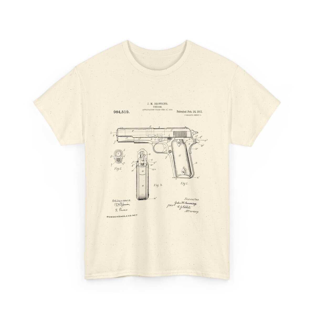 The 1911 Blueprint — John Browning Patent — T-Shirt  Classic. Precise. Eternal. - Image 4