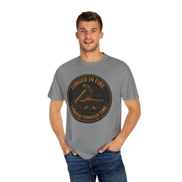 Forged in Fire, Carried Through Time — Heritage Crest Tee — Blacksmith grit. Marksman focus. Everyday wearability. - Image 16