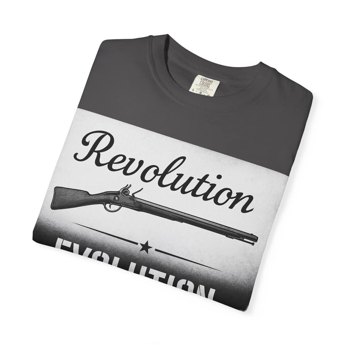 Revolution-Evolution T-shirt -- blackout edition -- subdued modern rifle - Image 3
