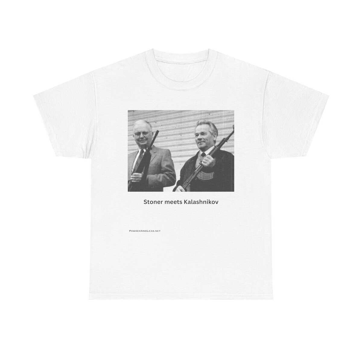 When Legends Met — Stoner & Kalashnikov T-Shirt — Two Men. Two Rifles. One Legacy. - Image 2