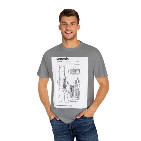 Unisex Genesis Design T-shirt, Retro Firearm Graphic Tee, Casual Wear for Gun Enthusiasts, Gift for Father's Day, Unique Men's and Women's [...] - Image 8