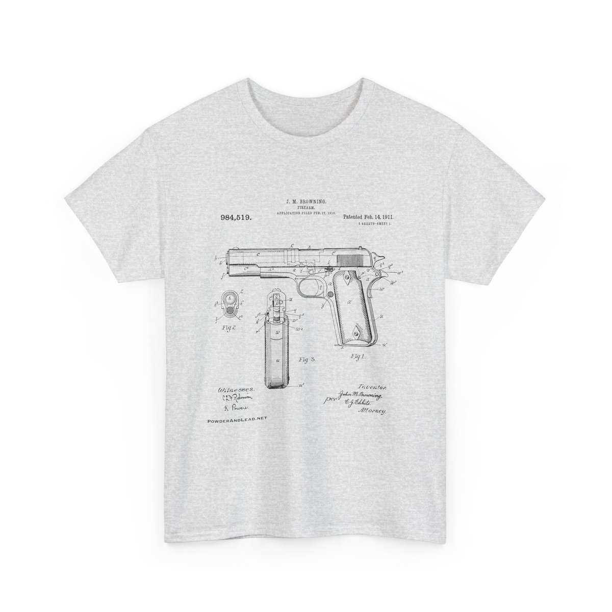 The 1911 Blueprint — John Browning Patent — T-Shirt  Classic. Precise. Eternal. - Image 8