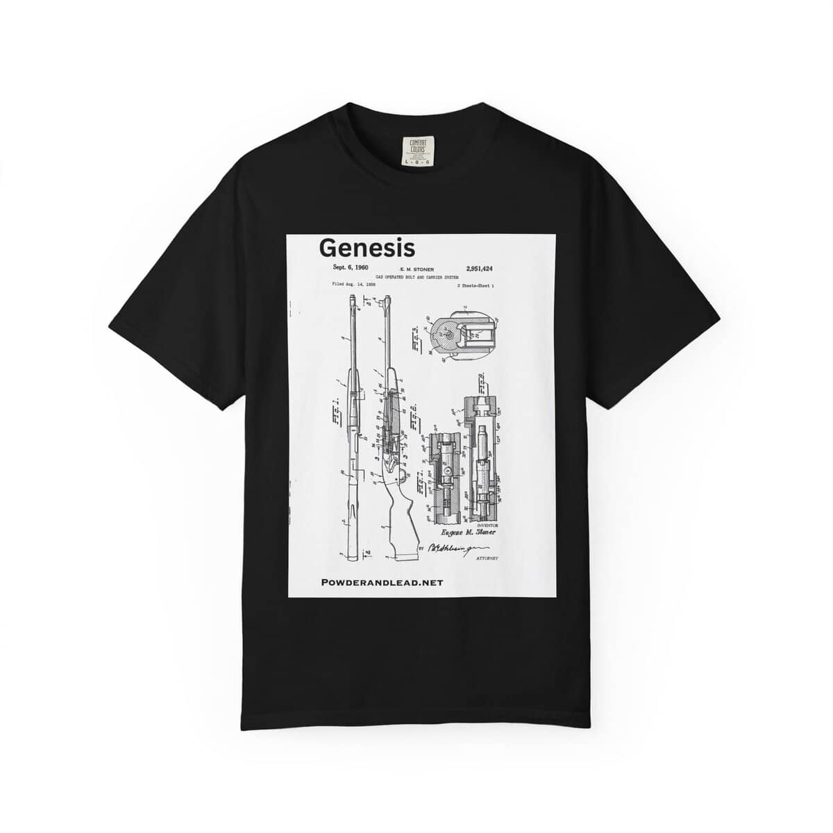 Genesis: The Origin of the Modern Rifle — T-Shirt — every story has a beginning — for the modern rifle, it began with Eugene Stoner - Image 17
