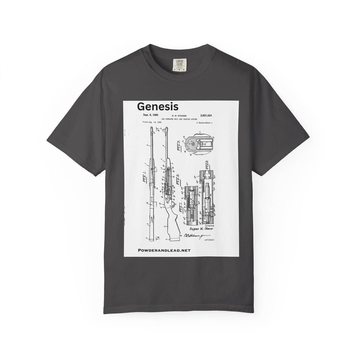 Genesis: The Origin of the Modern Rifle — T-Shirt — every story has a beginning — for the modern rifle, it began with Eugene Stoner - Image 13