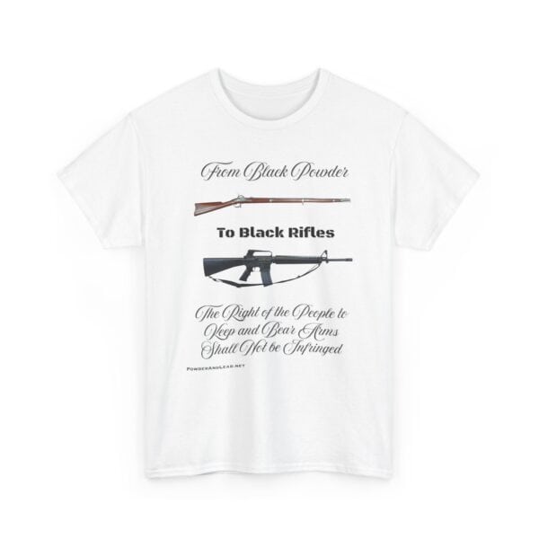 From Black Powder to Black Rifles — Heritage T-Shirt — A Journey Through American Firepower and Freedom. - Image 2