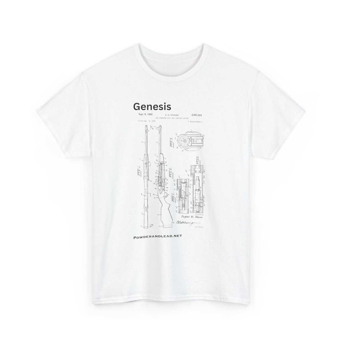 Genesis: The Origin of the Modern Rifle — T-Shirt — every story has a beginning — for the modern rifle, it began with Eugene Stoner - Image 3
