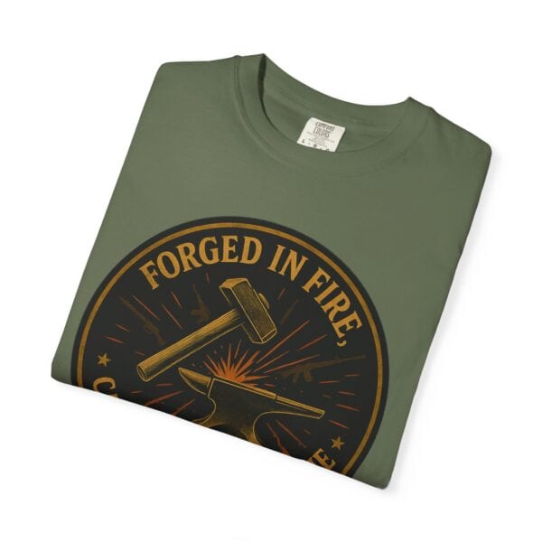 Forged in Fire, Carried Through Time — Heritage Crest Tee — Blacksmith grit. Marksman focus. Everyday wearability. - Image 11