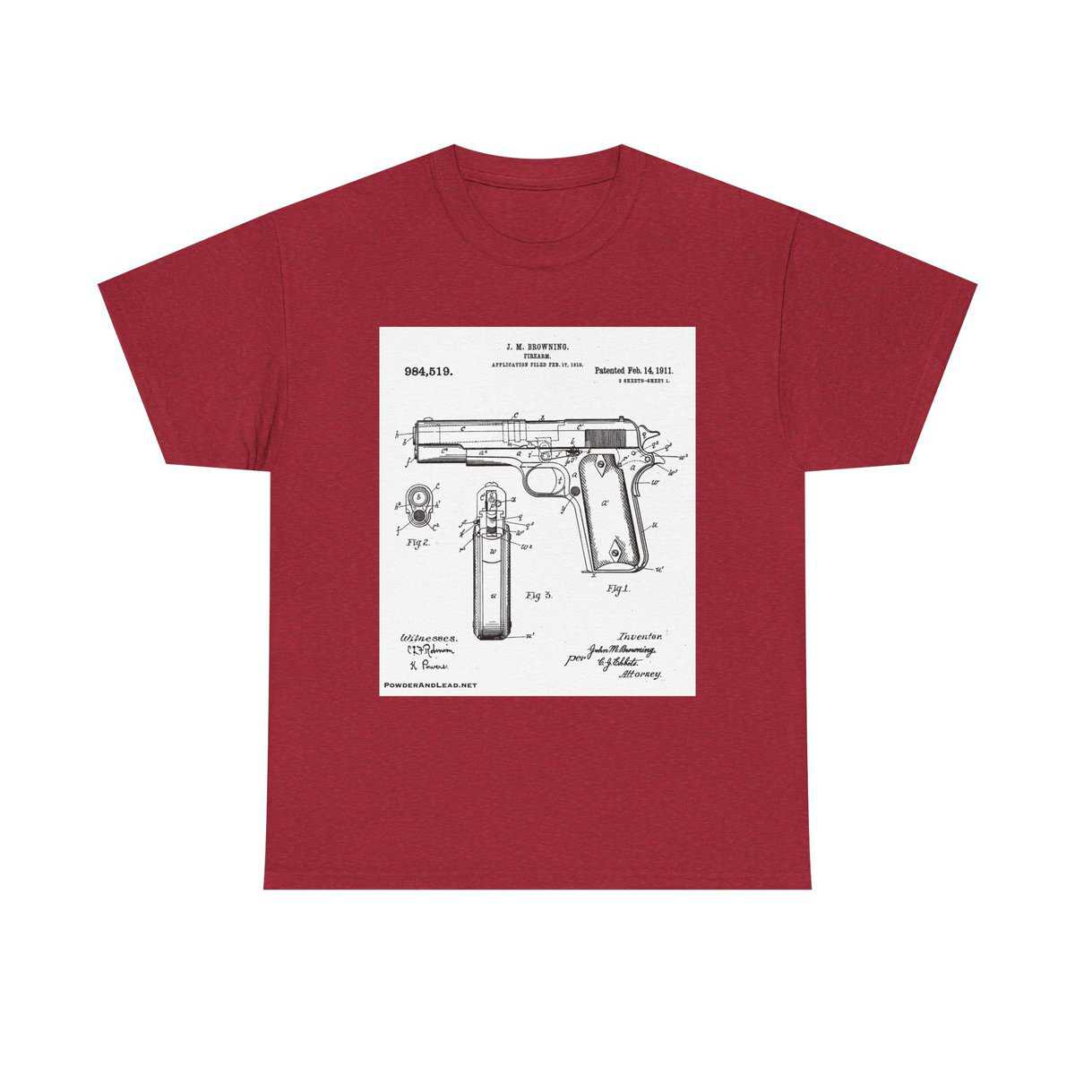 The 1911 Blueprint — John Browning Patent — T-Shirt  Classic. Precise. Eternal. - Image 19