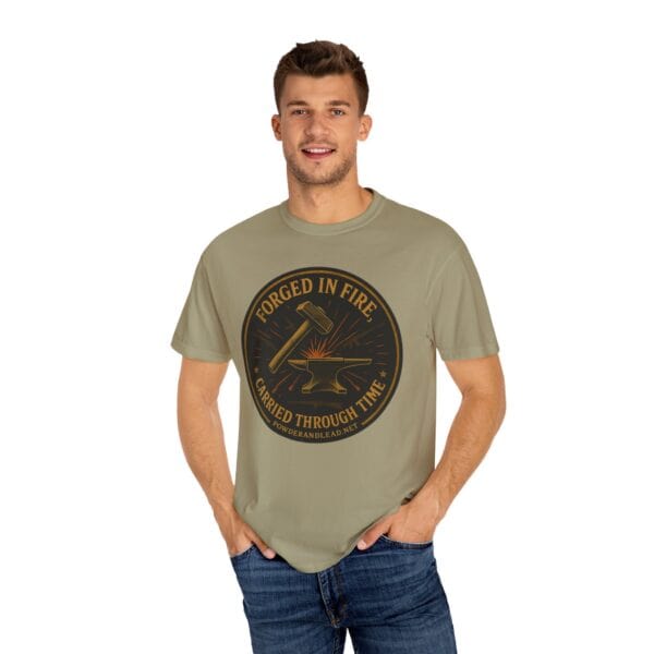Forged in Fire, Carried Through Time — Heritage Crest Tee — Blacksmith grit. Marksman focus. Everyday wearability. - Image 4