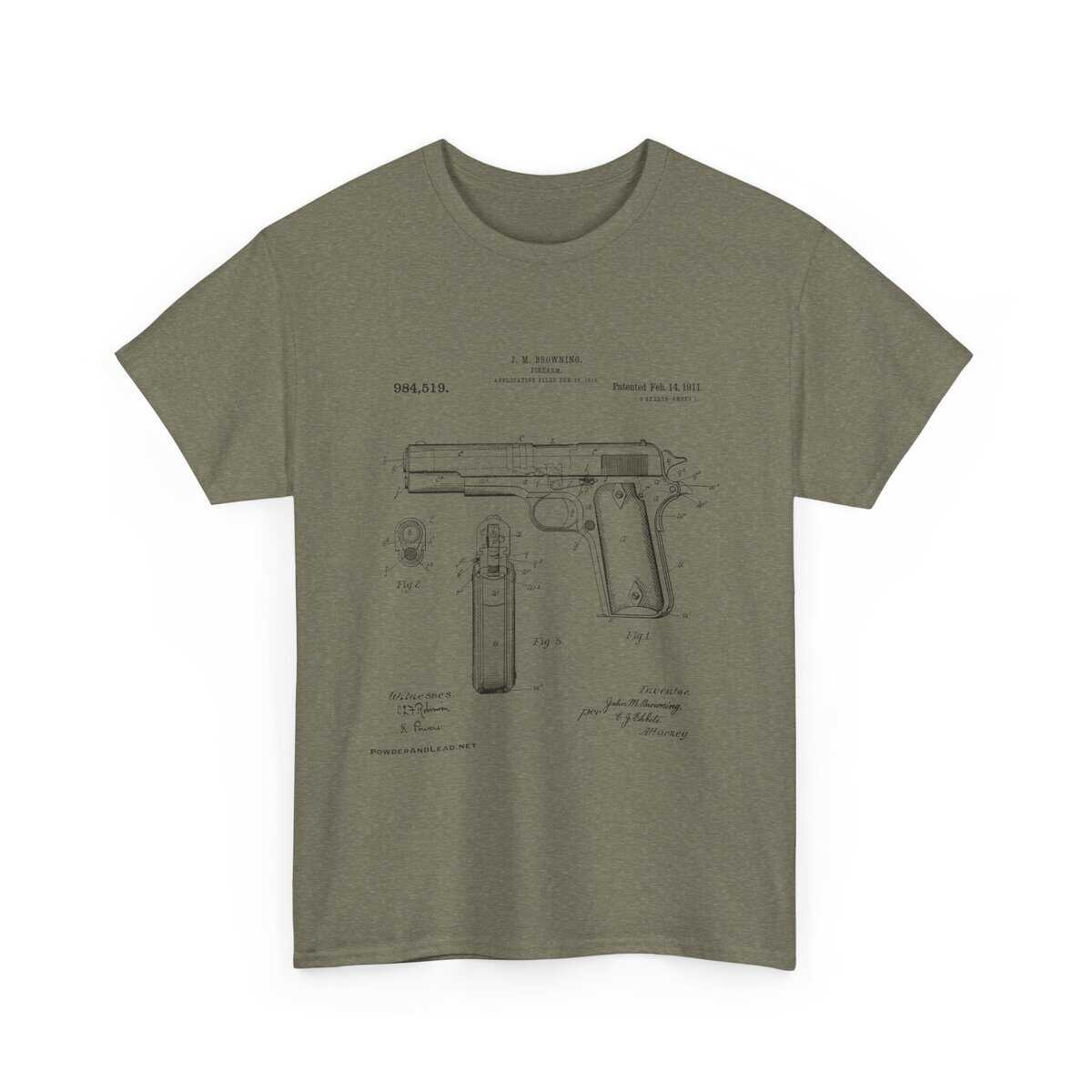 The 1911 Blueprint — John Browning Patent — T-Shirt  Classic. Precise. Eternal. - Image 12