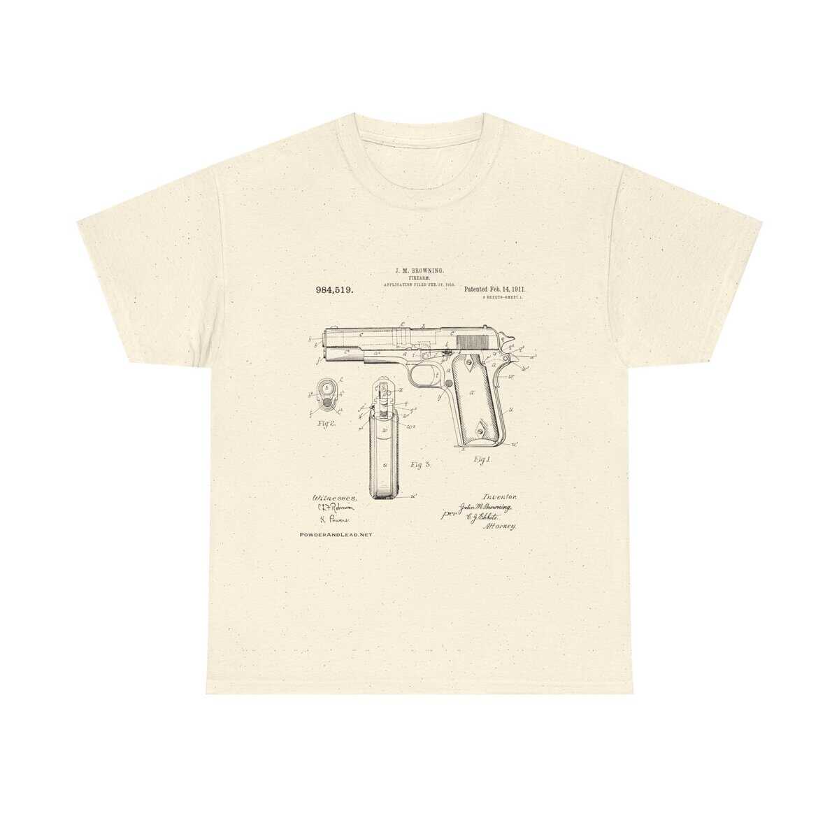 The 1911 Blueprint — John Browning Patent — T-Shirt  Classic. Precise. Eternal. - Image 3