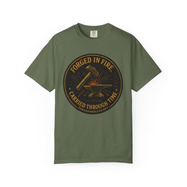 Forged in Fire, Carried Through Time — Heritage Crest Tee — Blacksmith grit. Marksman focus. Everyday wearability. - Image 9
