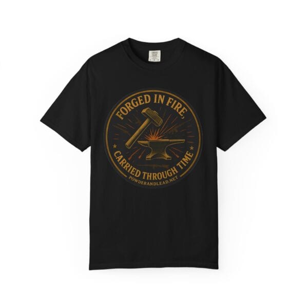 Forged in Fire, Carried Through Time — Heritage Crest Tee — Blacksmith grit. Marksman focus. Everyday wearability. - Image 5