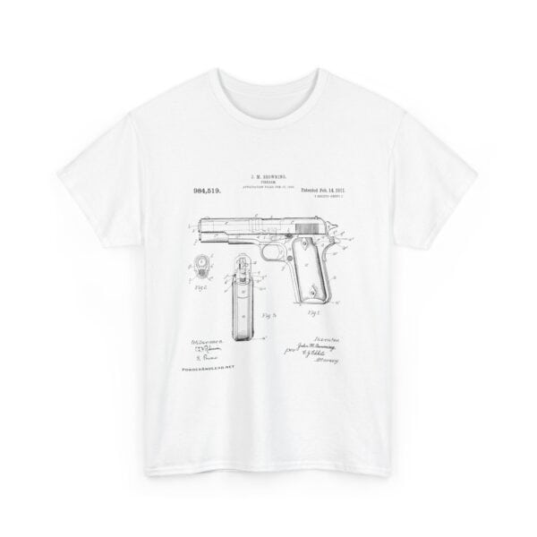 The 1911 Blueprint — John Browning Patent — T-Shirt  Classic. Precise. Eternal. - Image 6