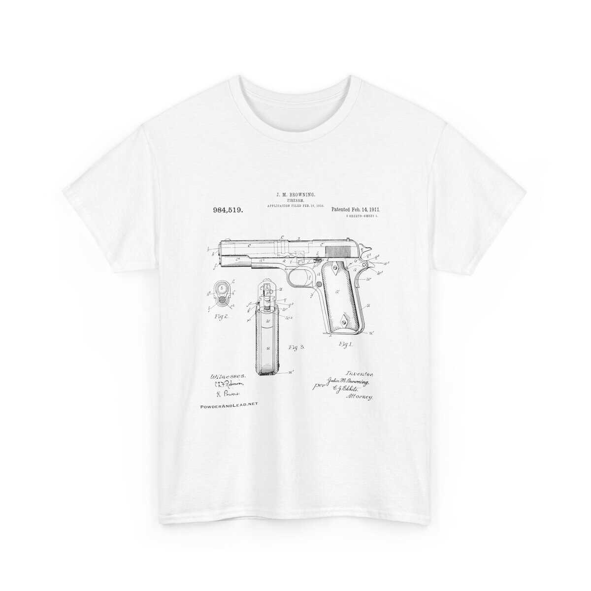 The 1911 Blueprint — John Browning Patent — T-Shirt  Classic. Precise. Eternal. - Image 6