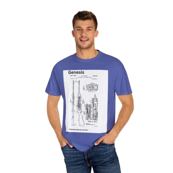 Unisex Genesis Design T-shirt, Retro Firearm Graphic Tee, Casual Wear for Gun Enthusiasts, Gift for Father's Day, Unique Men's and Women's [...] - Image 4
