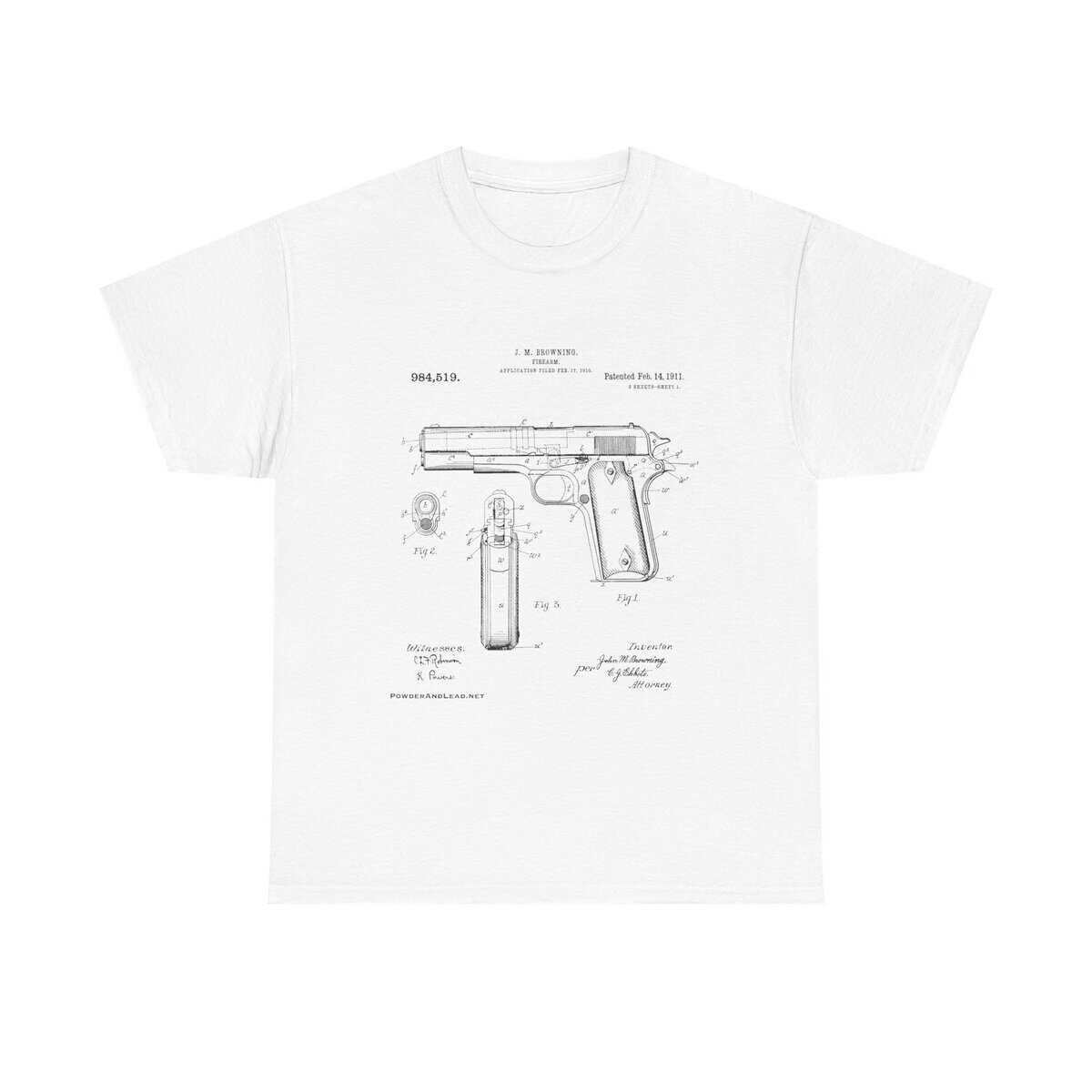 The 1911 Blueprint — John Browning Patent — T-Shirt  Classic. Precise. Eternal. - Image 5