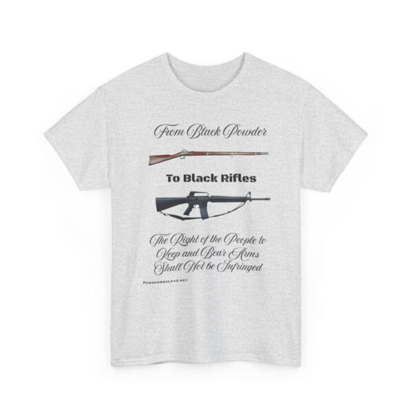 From Black Powder to Black Rifles — Heritage T-Shirt — A Journey Through American Firepower and Freedom. - Image 4