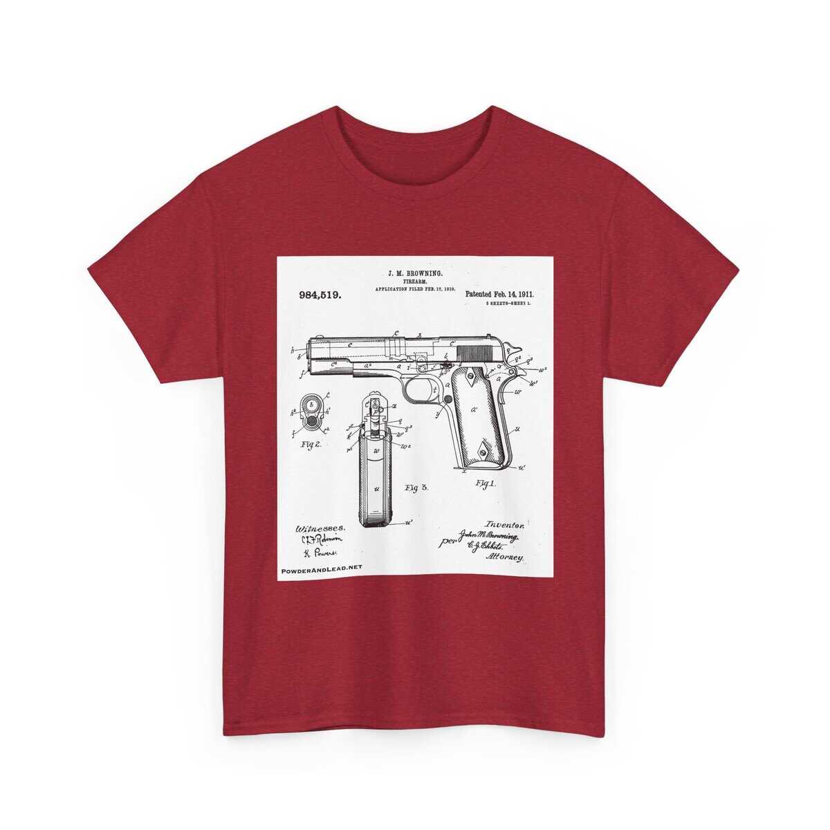 The 1911 Blueprint — John Browning Patent — T-Shirt  Classic. Precise. Eternal. - Image 20