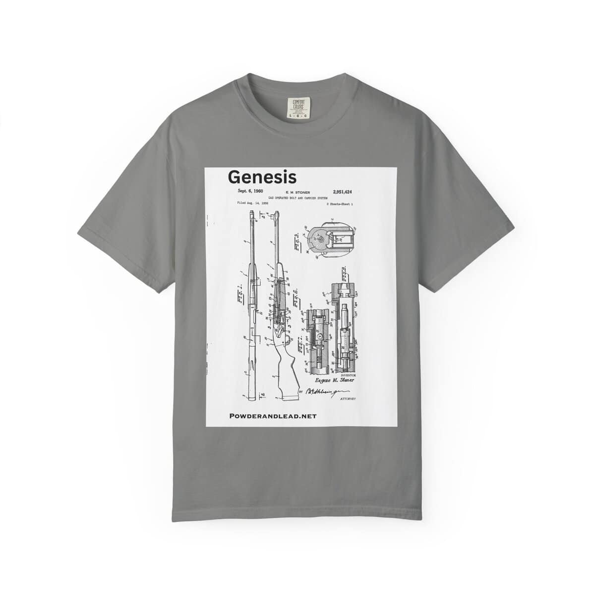 Genesis: The Origin of the Modern Rifle — T-Shirt — every story has a beginning — for the modern rifle, it began with Eugene Stoner - Image 5