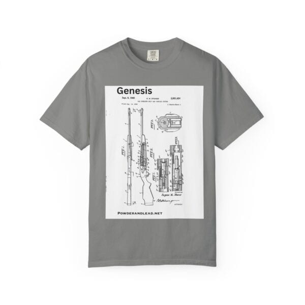 Unisex Genesis Design T-shirt, Retro Firearm Graphic Tee, Casual Wear for Gun Enthusiasts, Gift for Father's Day, Unique Men's and Women's [...] - Image 5