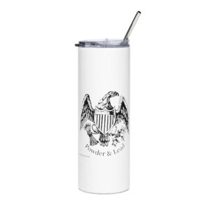 Powder & Lead Logo Eagle Emblem Stainless Steel Tumbler, Perfect for Patriotic Gifts, Travel, Office, or Outdoors, 20oz