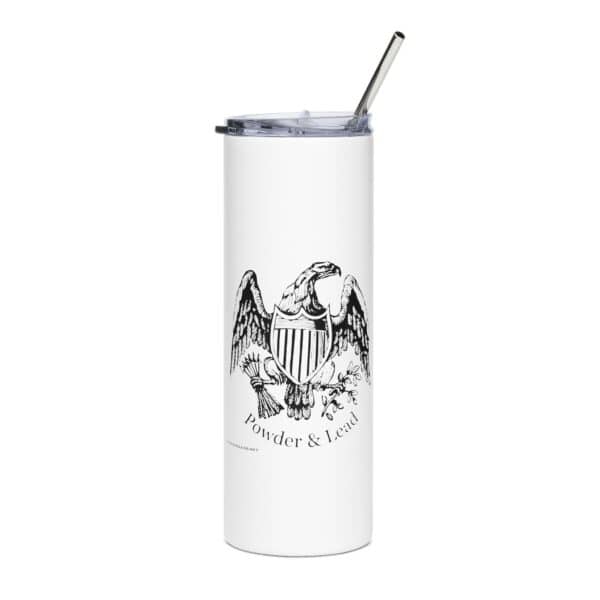 Powder & Lead Logo Eagle Emblem Stainless Steel Tumbler, Perfect for Patriotic Gifts, Travel, Office, or Outdoors, 20oz