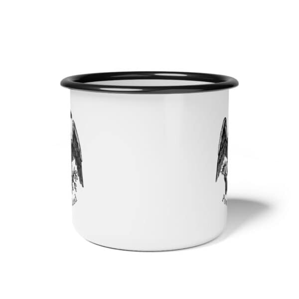 Rustic Enamel Camp Cup with Powder & Lead Eagle Logo - Image 2
