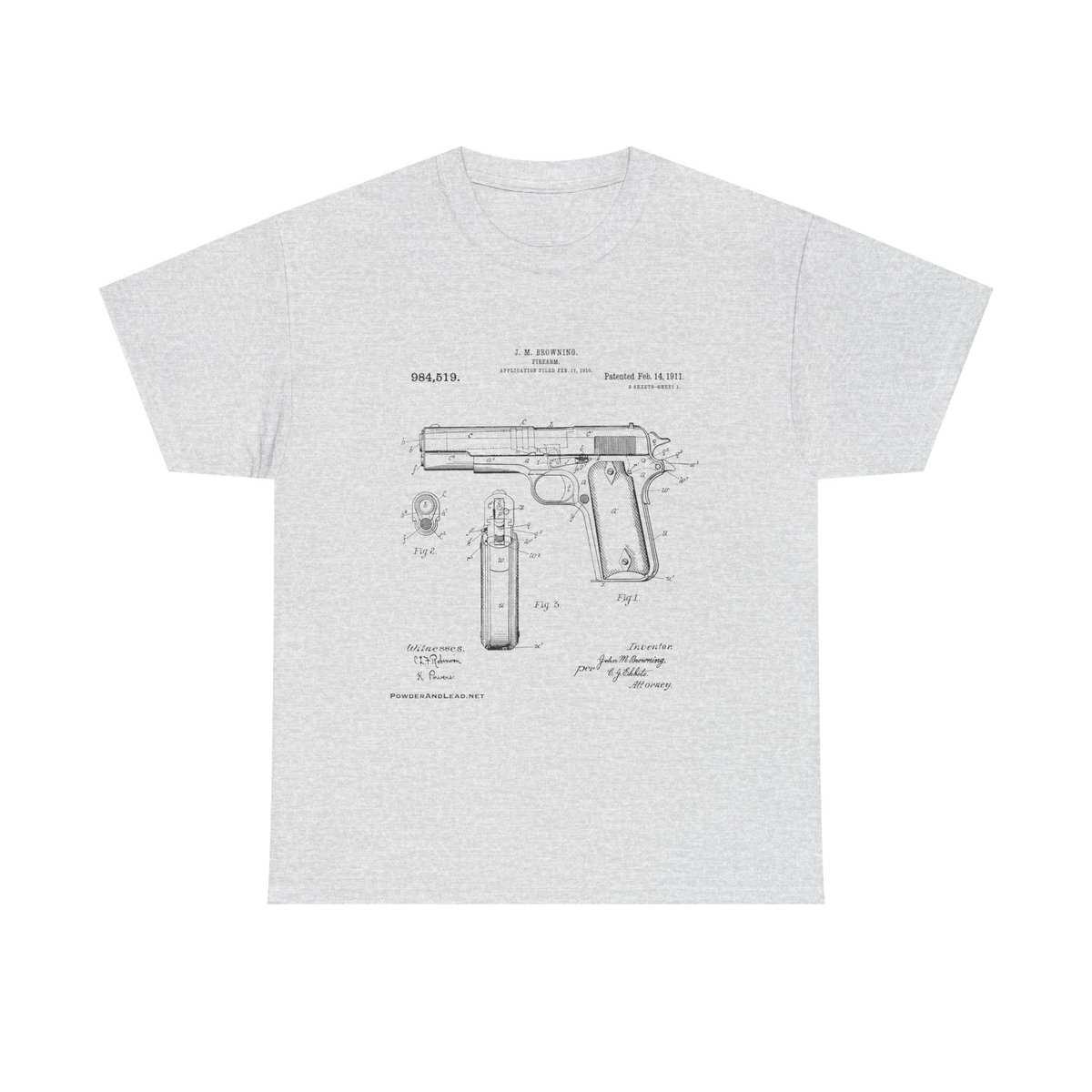 The 1911 Blueprint — John Browning Patent — T-Shirt  Classic. Precise. Eternal. - Image 7