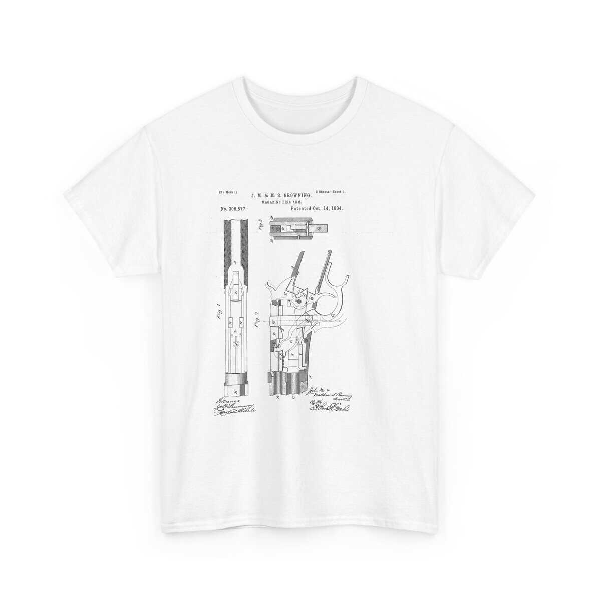 “Winchester Patent Blueprint” T-Shirt — Heritage in Design. Precision in Every Line. - Image 4