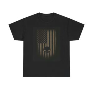 “Punisher Flag — Frontier Justice Edition” — Because No Firearms T-Shirt Collection Is Complete Without It.