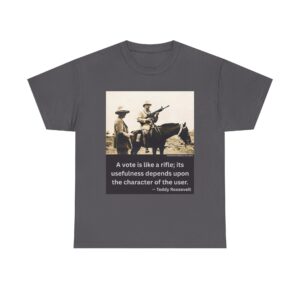 “The Character of the User” — Teddy Roosevelt M16 Quote T-Shirt — Courage. Integrity. Responsibility.