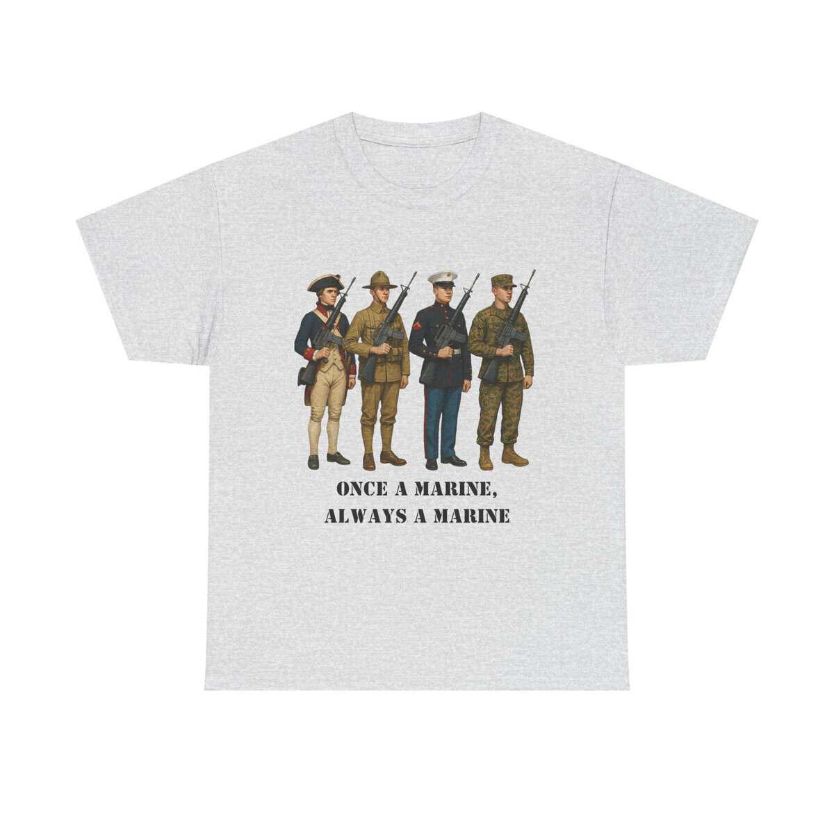 “Once a Marine, Always a Marine” T-Shirt — 250 Years of Brotherhood. Honor That Never Retires. - Image 3