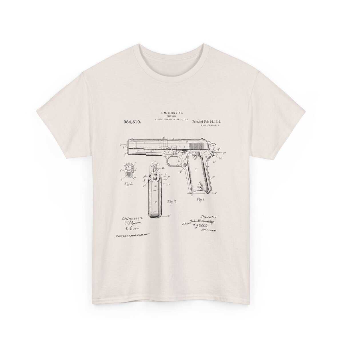The 1911 Blueprint - John Browning Patent - T-Shirt Classic. Precise. Eternal. - Image 10