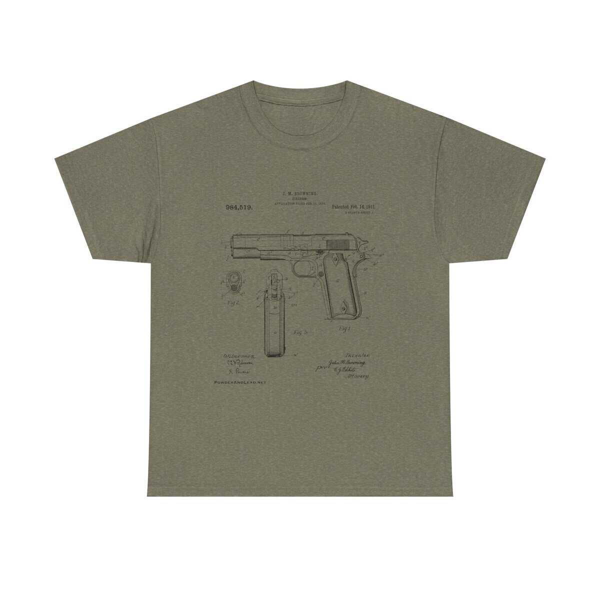 The 1911 Blueprint - John Browning Patent - T-Shirt Classic. Precise. Eternal. - Image 11