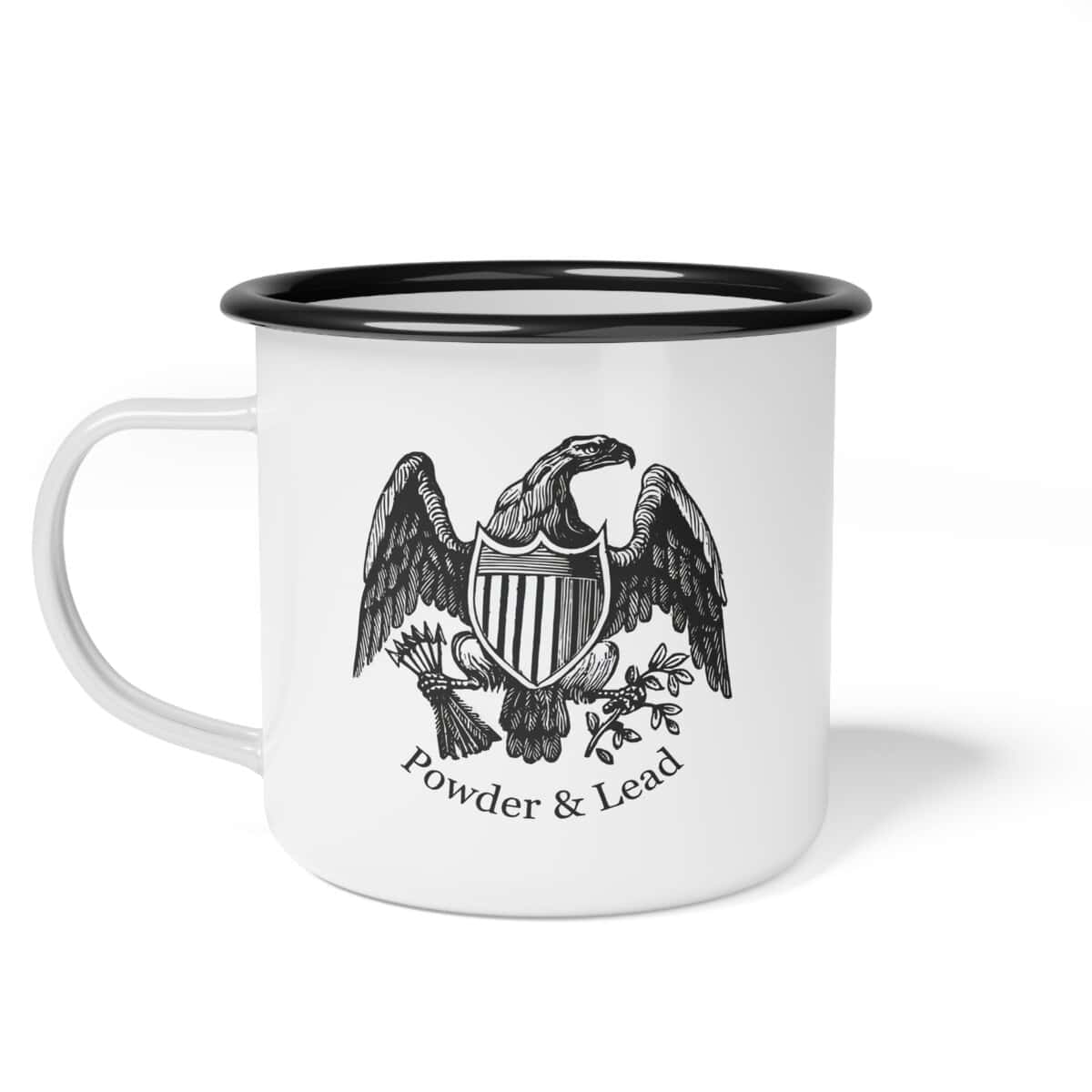 Powder & Lead Eagle Enamel Mug - Strength. Heritage. Precision - Poured into Every Cup.