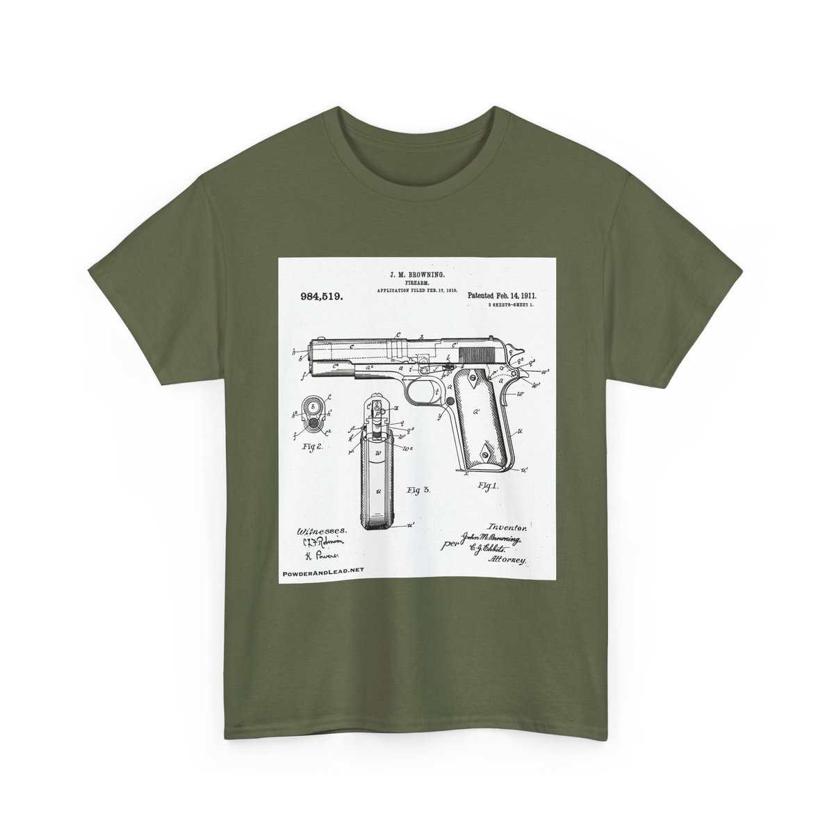 The 1911 Blueprint - John Browning Patent - T-Shirt Classic. Precise. Eternal. - Image 18