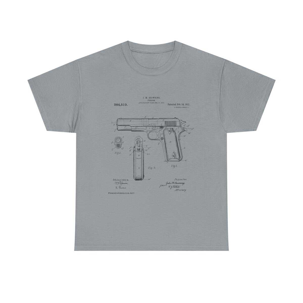 The 1911 Blueprint - John Browning Patent - T-Shirt Classic. Precise. Eternal. - Image 13