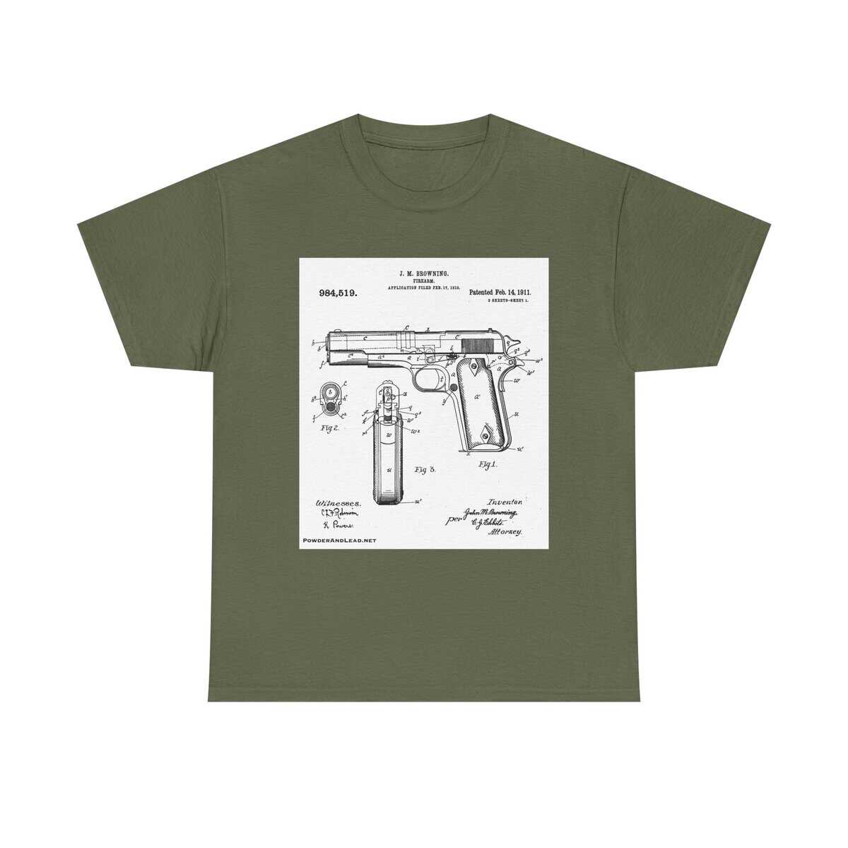 The 1911 Blueprint - John Browning Patent - T-Shirt Classic. Precise. Eternal. - Image 17