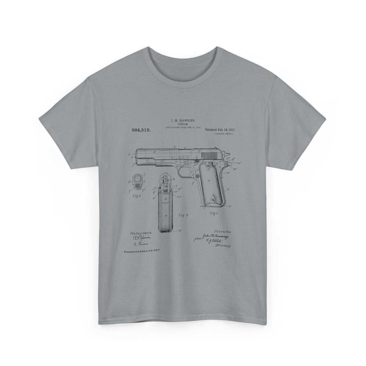 The 1911 Blueprint - John Browning Patent - T-Shirt Classic. Precise. Eternal. - Image 14