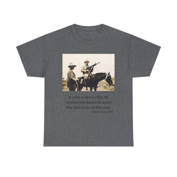 "The Character of the User" - Teddy Roosevelt M16 Quote T-Shirt - Courage. Integrity. Responsibility. - Image 25