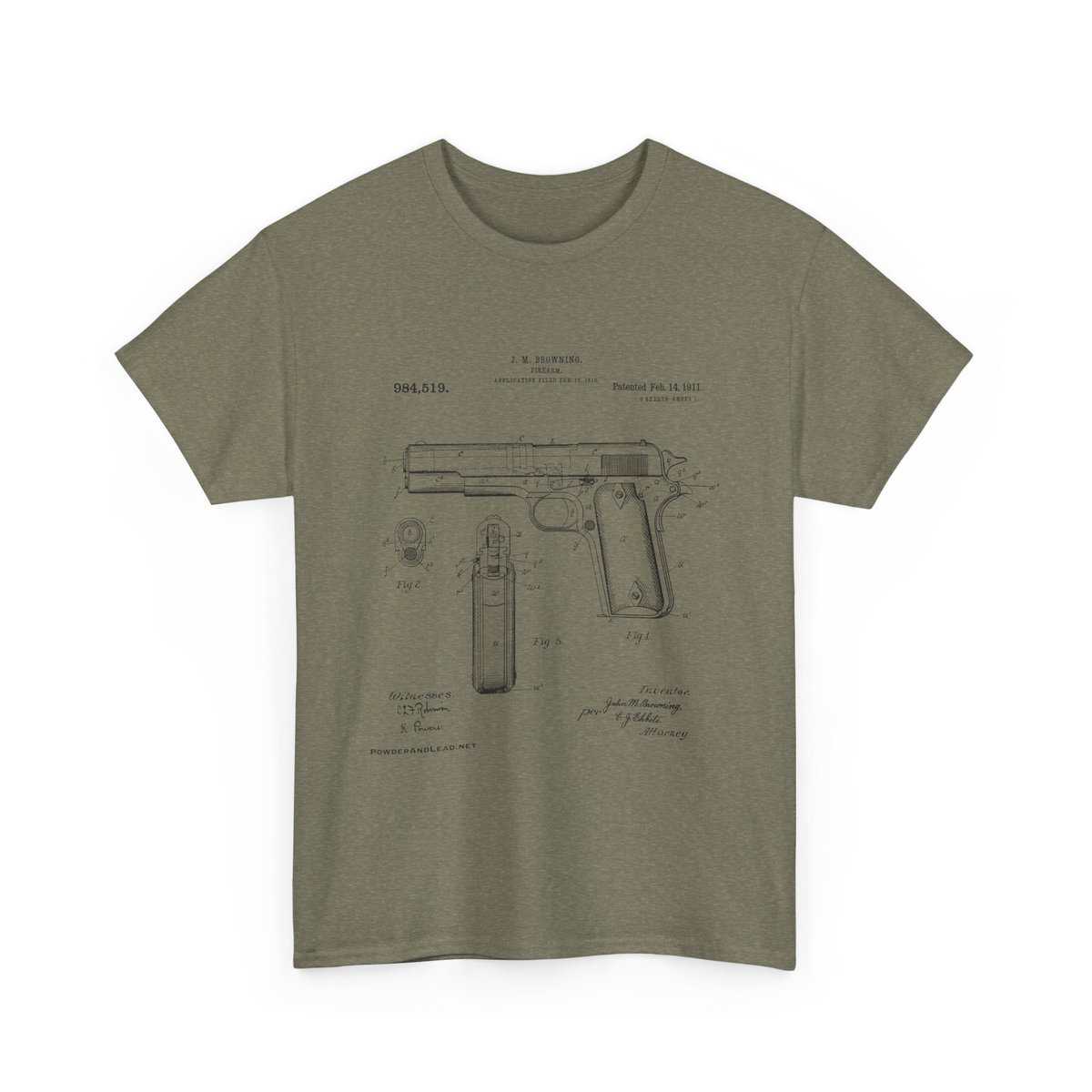 The 1911 Blueprint - John Browning Patent - T-Shirt Classic. Precise. Eternal. - Image 12