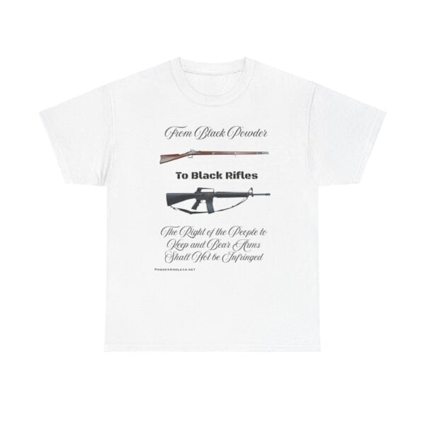 From Black Powder to Black Rifles - Heritage T-Shirt - SHALL NOT BE INFRINGED - A Journey Through American Firepower and Freedom.