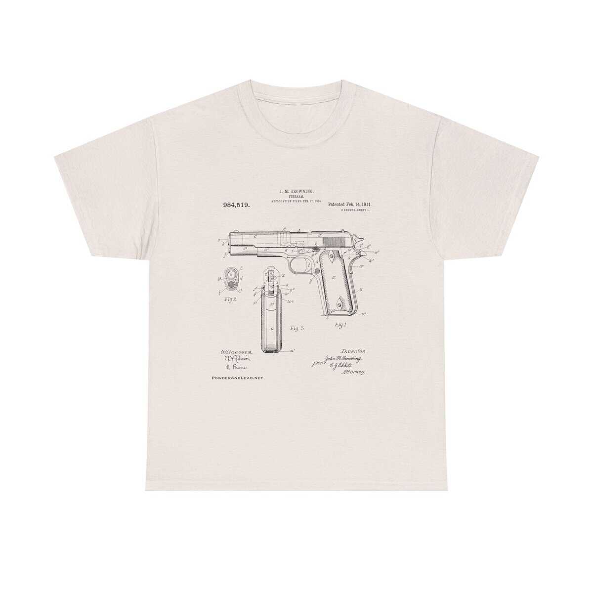 The 1911 Blueprint - John Browning Patent - T-Shirt Classic. Precise. Eternal. - Image 9