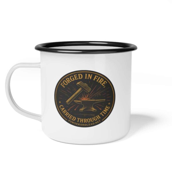 Forged in Fire, Carried Through Time - Enamel Camp Mug  - A Tribute to Craftsmanship, Endurance, and American Grit