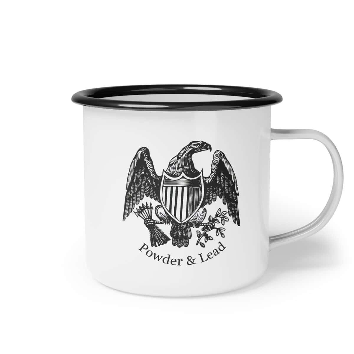 Powder & Lead Eagle Enamel Mug - Strength. Heritage. Precision - Poured into Every Cup. - Image 3
