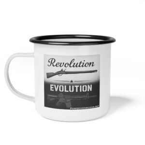Revolution to Evolution - Enamel Camp Mug - From Flint and Steel to Forged Precision: The Story of American Firepower in Your Hand