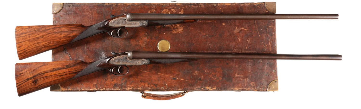 Pair of J Purdey & Sons self-opening sidelock ejector SXS 12-gauge shotguns